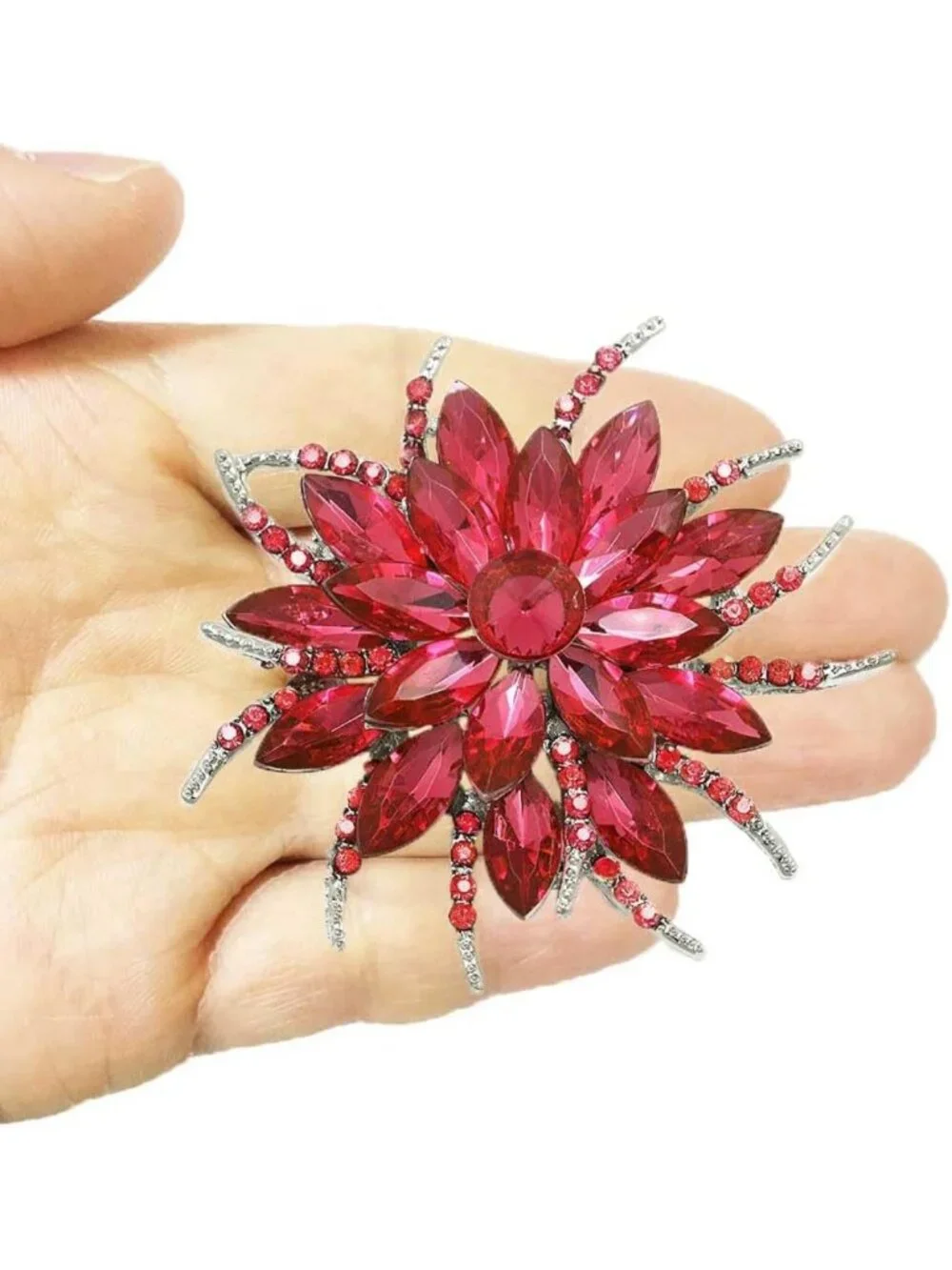 4Pcs Rhinestone Crystal Brooch Set - Large Fashion Jewelry Accessories Lot